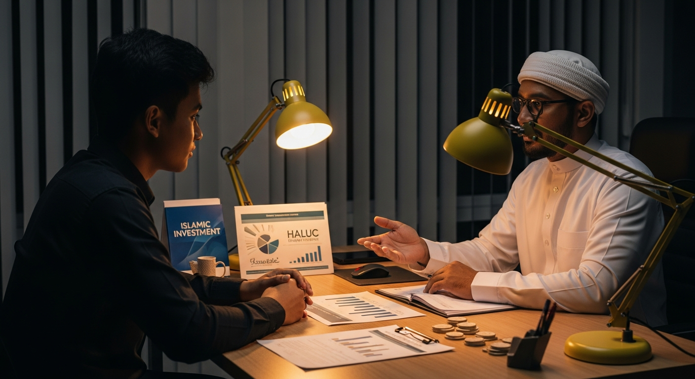 Conseiller en investissement halal accompagnant un nouveau converti dans ses choix financiers islamiques